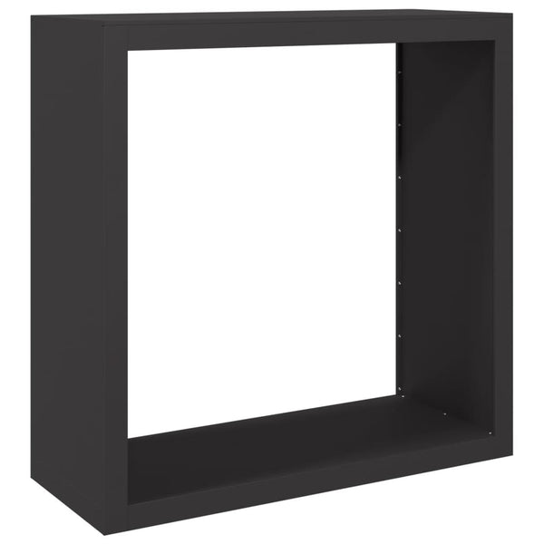Schwarzes Brennholzregal aus Stahl, 100x40x100 cm