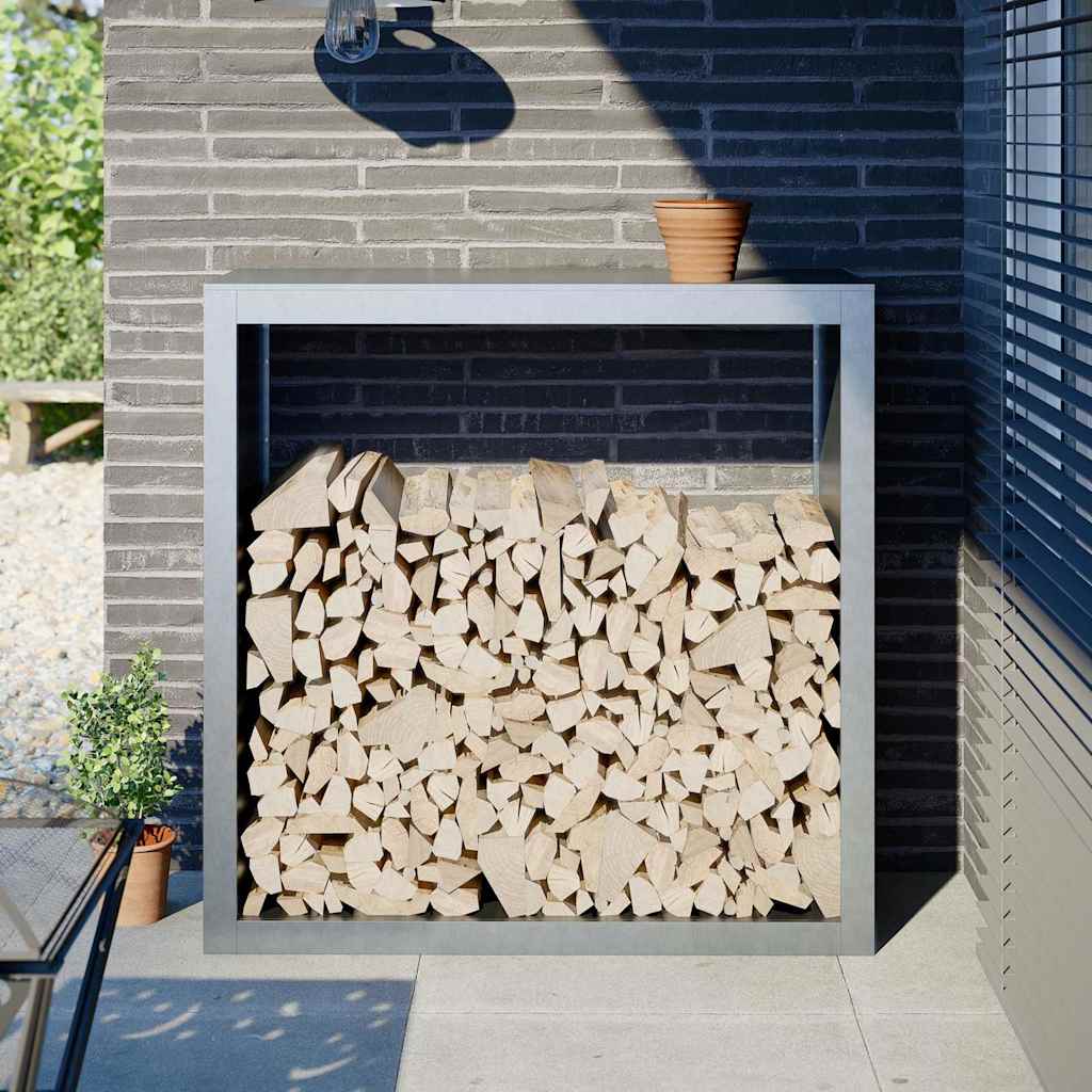 Brennholzregal aus verzinktem Stahl 100x100 cm