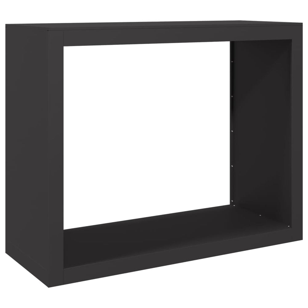 Schwarzes Brennholzregal aus Stahl, 100x40x80 cm