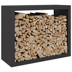 Schwarzes Brennholzregal aus Stahl, 100x40x80 cm