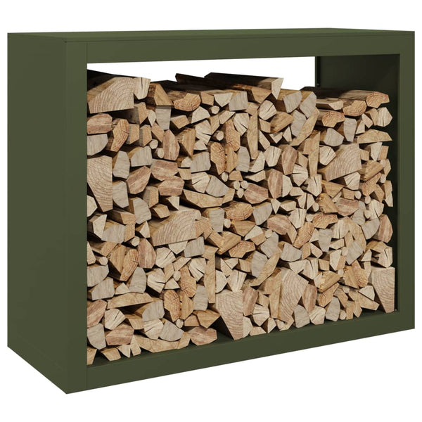 Grünes Brennholzregal Stahl 100x40x80 cm