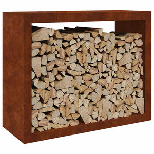 Brennholzregal aus wetterfestem Stahl, 100x40x80 cm