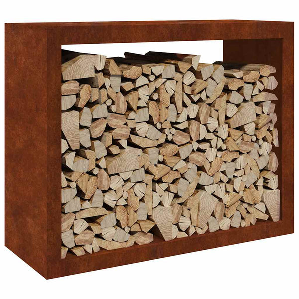 Brennholzregal aus wetterfestem Stahl, 100x40x80 cm