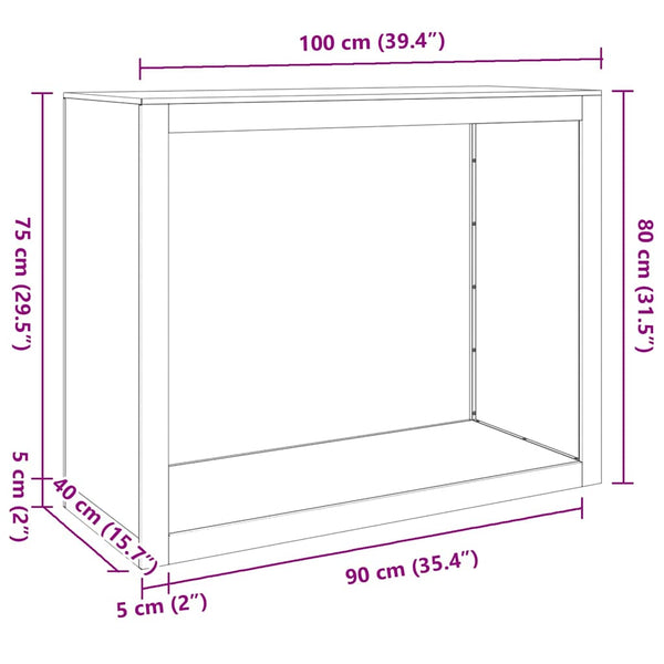 Brennholzregal aus wetterfestem Stahl, 100x40x80 cm