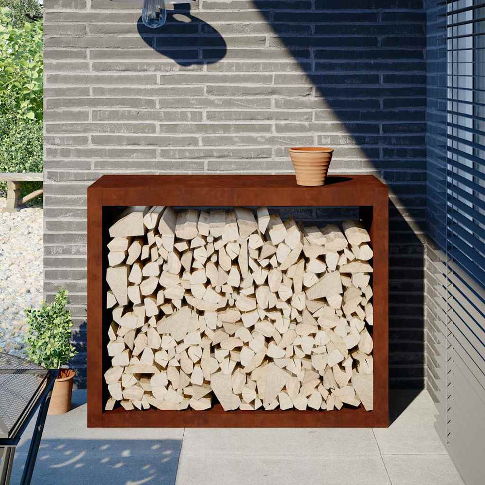 Brennholzregal aus wetterfestem Stahl, 100x40x80 cm