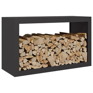 Schwarzes Brennholzregal aus Stahl, 100x40x60 cm