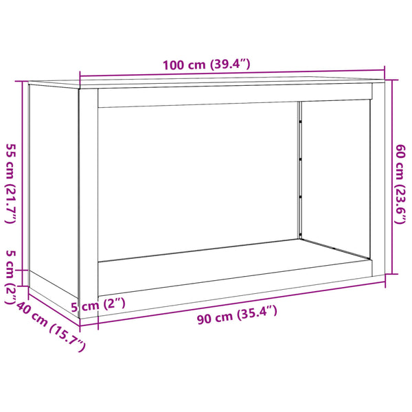 Schwarzes Brennholzregal aus Stahl, 100x40x60 cm