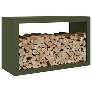 Brennholzregal Grün Stahl 100x40x60 cm