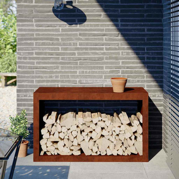 Brennholzregal aus wetterfestem Stahl 100x60cm