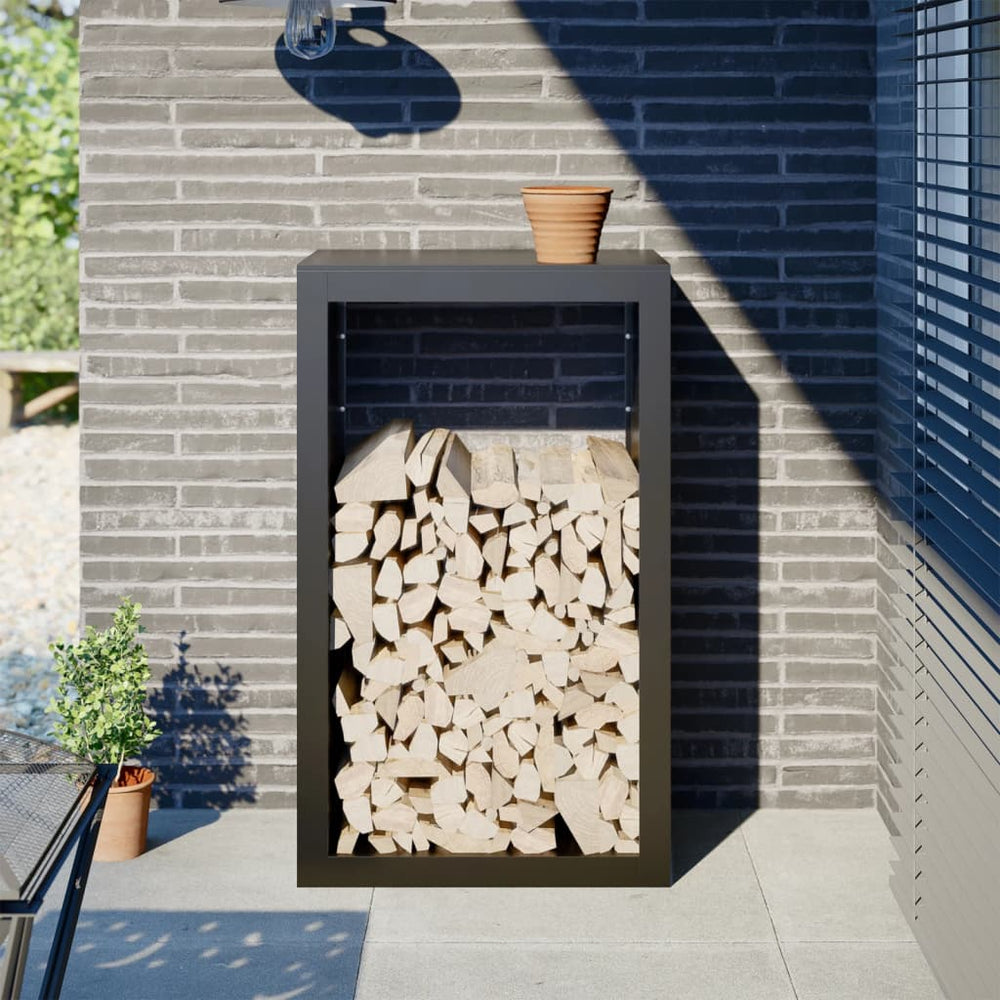 Brennholzregal Schwarz Stahl 60x40x100cm