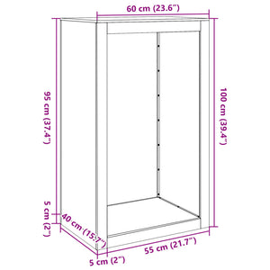 Anthrazit Brennholzregal Stahl 60x40x100cm