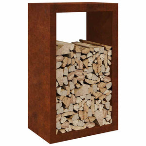 Brennholzregal aus wetterfestem Stahl 60x40x100 cm