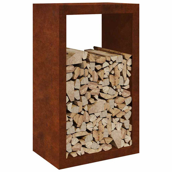 Brennholzregal aus wetterfestem Stahl 60x40x100 cm