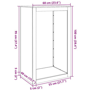 Brennholzregal aus wetterfestem Stahl 60x40x100 cm