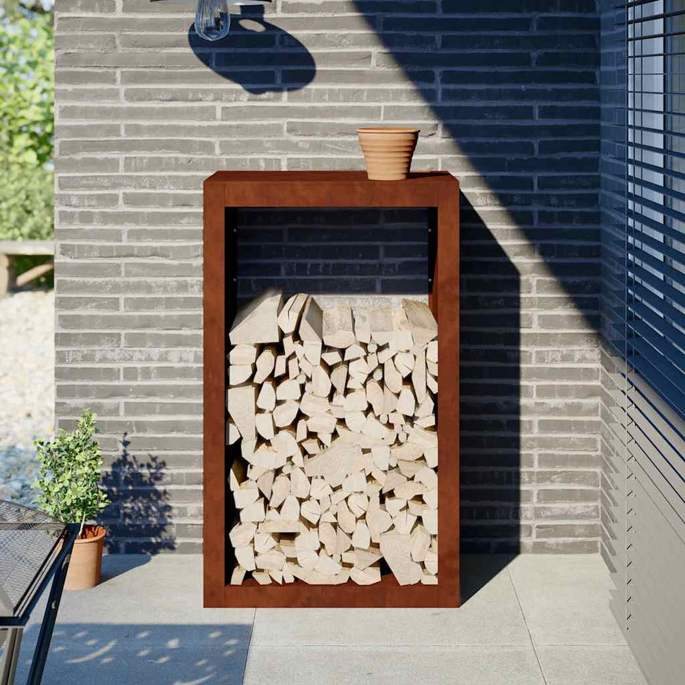 Brennholzregal aus wetterfestem Stahl 60x40x100 cm
