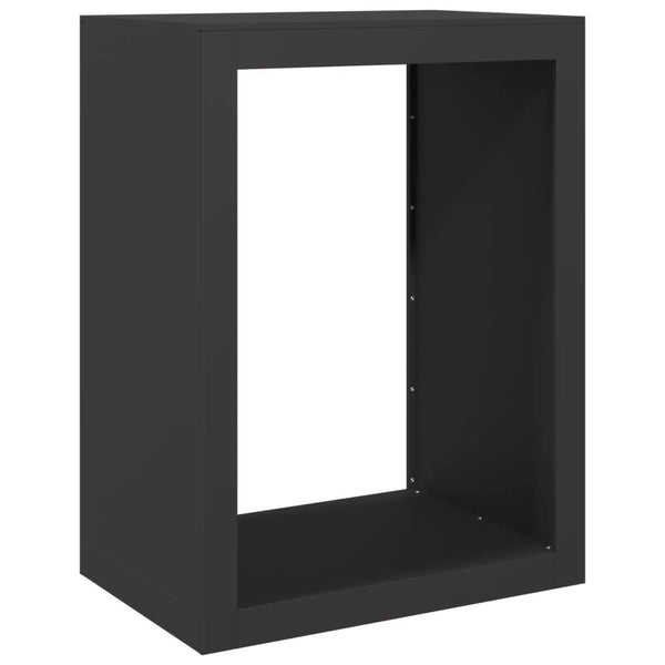 Schwarzes Brennholzregal aus Stahl, 60x40x80 cm