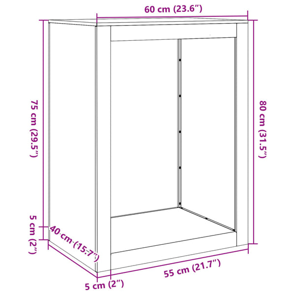 Brennholzregal Anthrazit Stahl 60x40x80cm