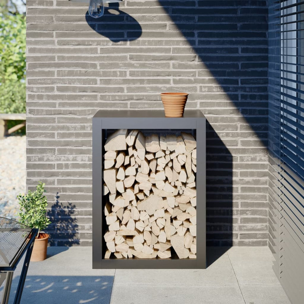 Brennholzregal Anthrazit Stahl 60x40x80cm