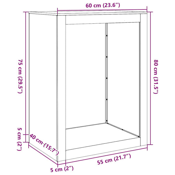 Brennholzregal Verzinkt 60x40x80cm