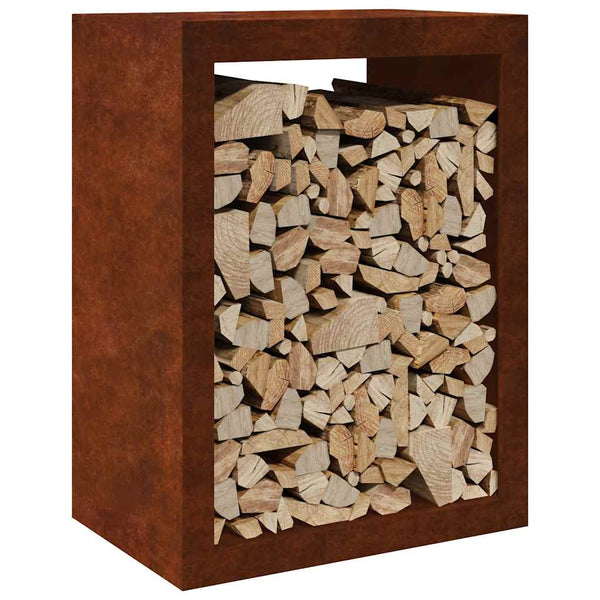 Brennholzregal aus wetterfestem Stahl 60x40x80 cm