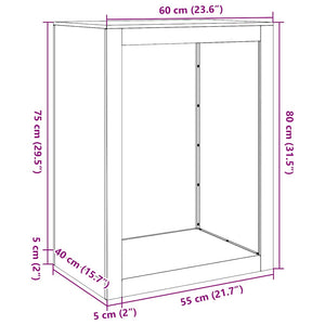 Brennholzregal aus wetterfestem Stahl 60x40x80 cm