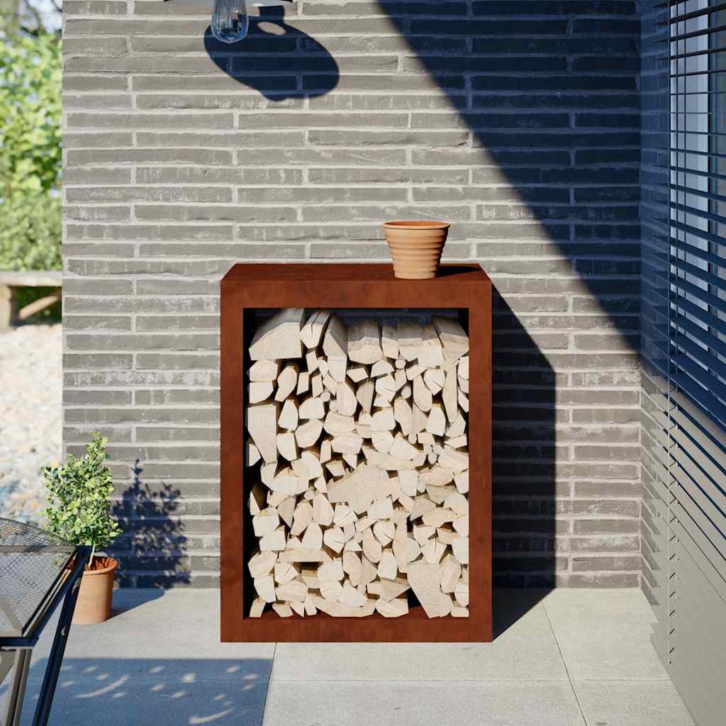 Brennholzregal aus wetterfestem Stahl 60x40x80 cm