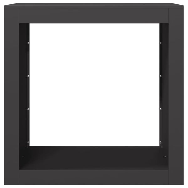 Schwarzes Brennholzregal aus Stahl, 60cm