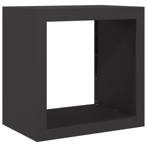 Schwarzes Brennholzregal aus Stahl, 60cm
