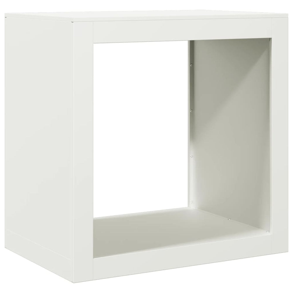 Weißes Brennholzregal aus Stahl, 60 cm