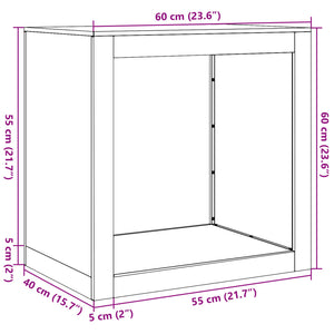 Weißes Brennholzregal aus Stahl, 60 cm