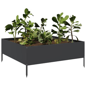 Schwarzes Stahl Hochbeet 100x100x25 cm