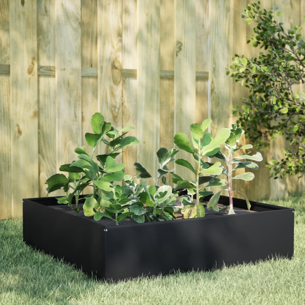 Schwarzes Stahl Hochbeet 100x100x25 cm