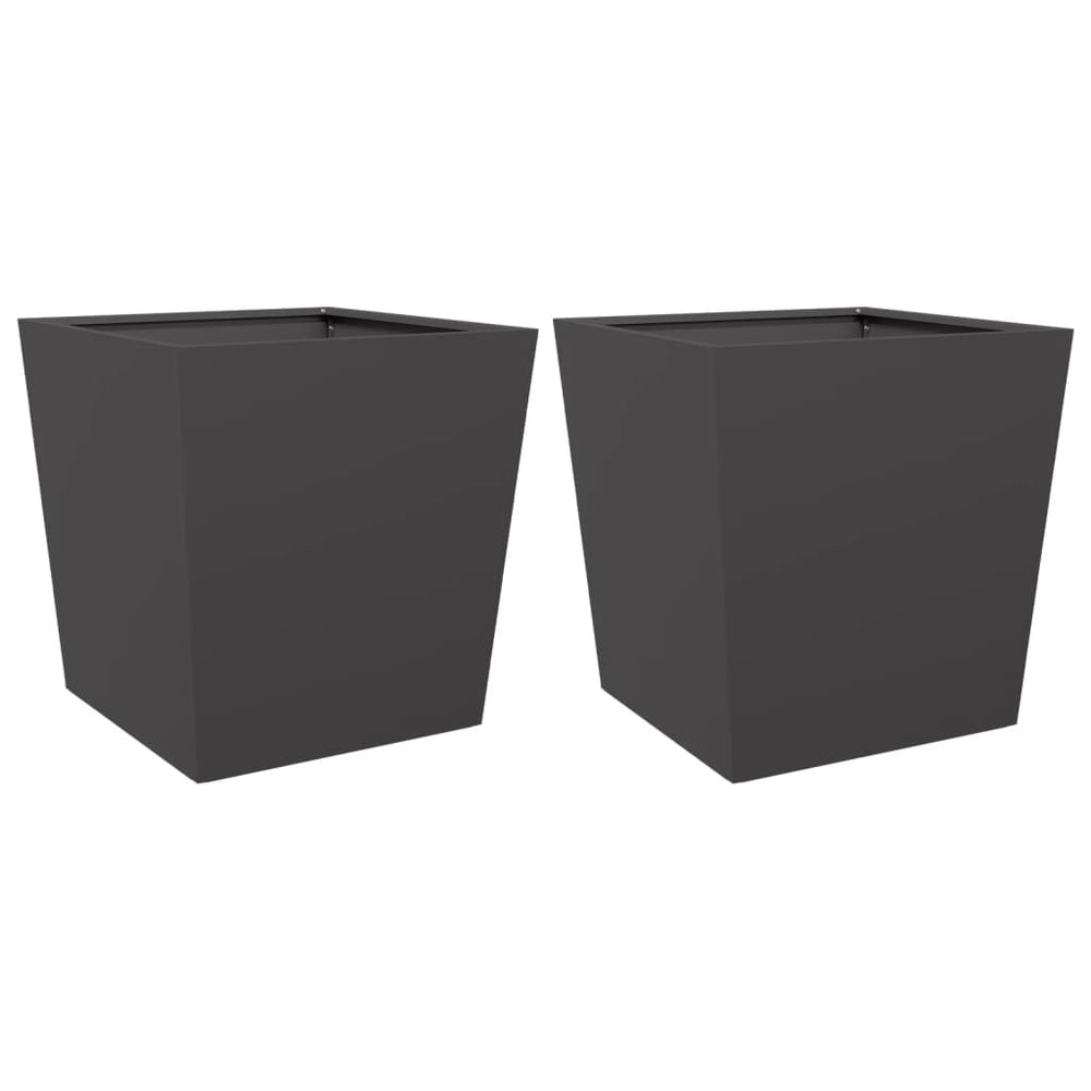 Pflanzkübel Set, 50cm Stahl, Schwarz, 2 Stk.