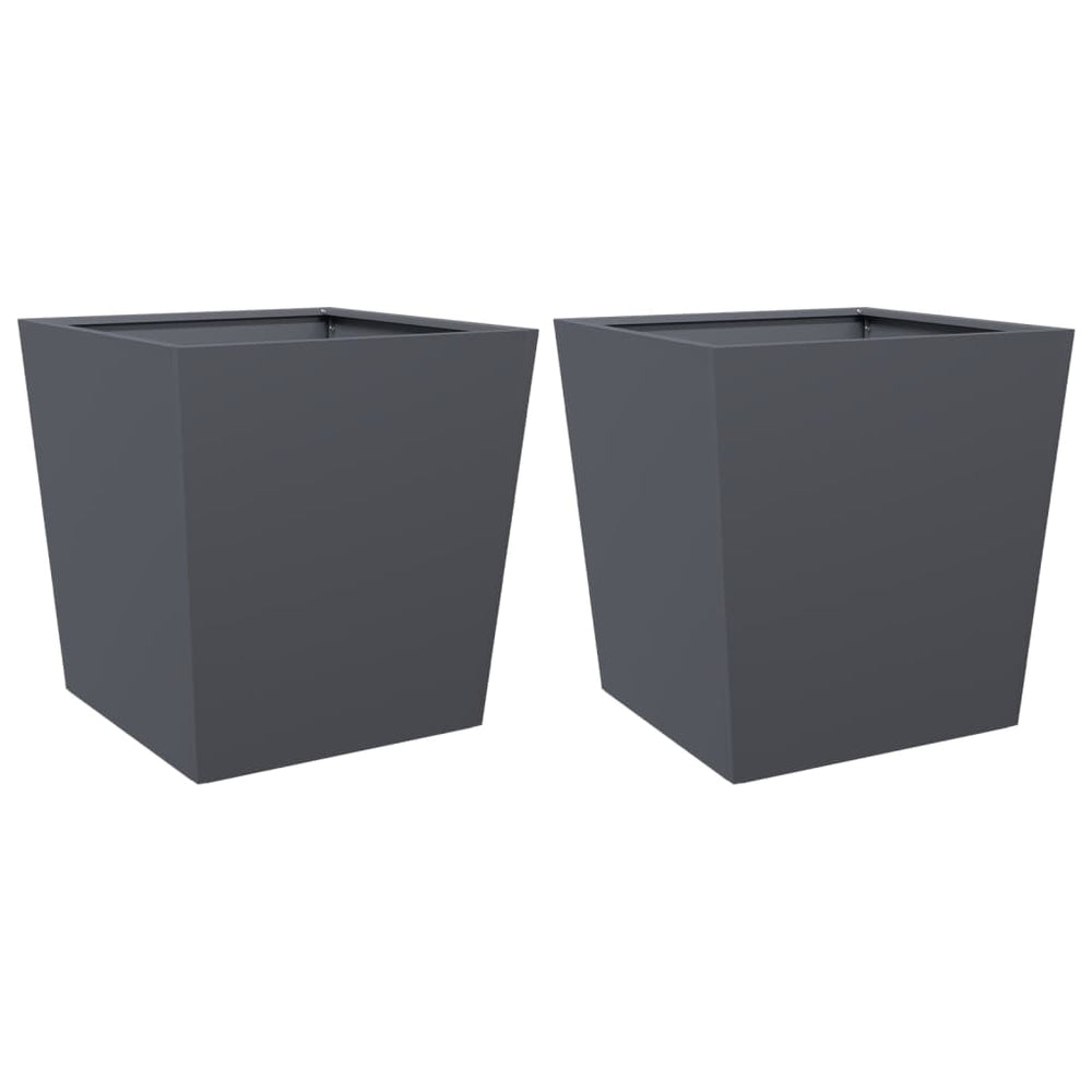 Anthrazit Pflanzkübel Set 2x Stahl 50x50x50