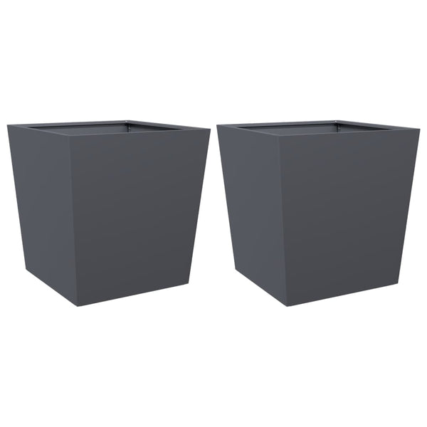 Anthrazit Pflanzkübel Set 2x Stahl 50x50x50