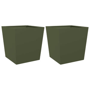 Pflanzkübel 2er Set Olivgrün 50x50x50 Stahl