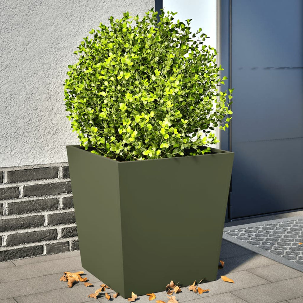 Pflanzkübel 2er Set Olivgrün 50x50x50 Stahl