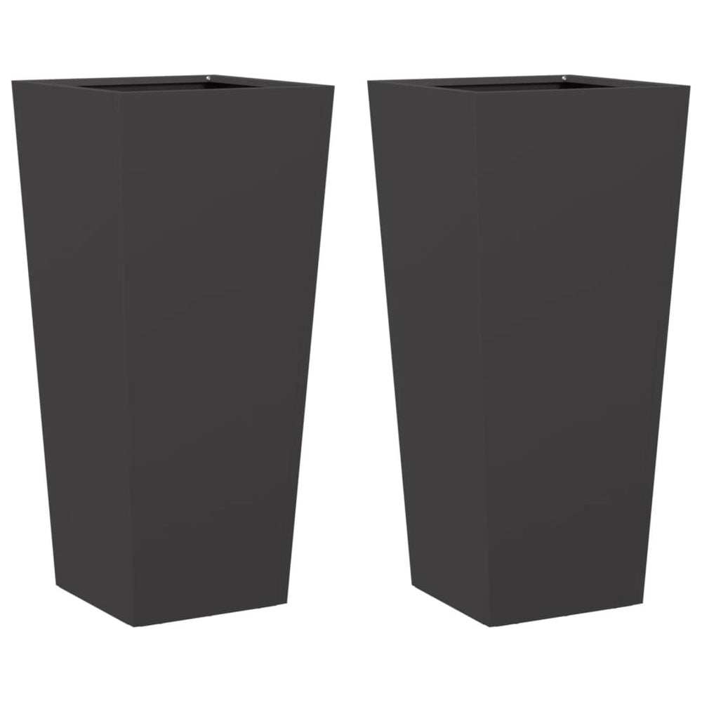 Pflanzkübel Set, Stahl, 35x35x75cm, Schwarz, 2 Stk.