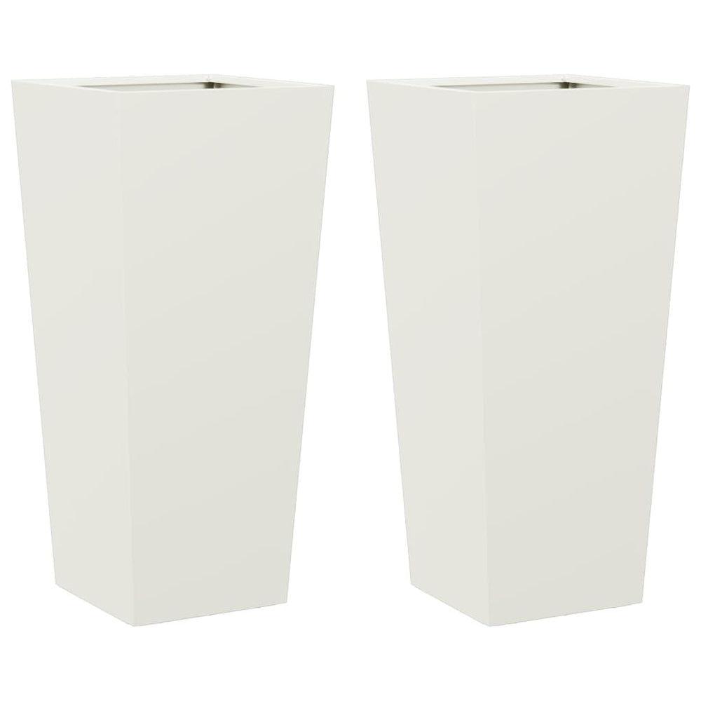 Weiße Pflanzkübel 2er Set Stahl 35x35x75cm
