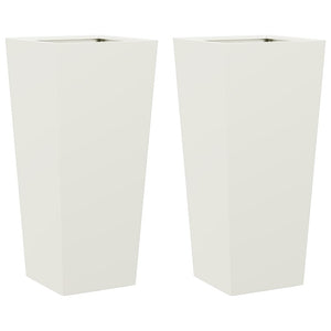 Weiße Pflanzkübel 2er Set Stahl 35x35x75cm