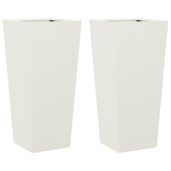 Weiße Pflanzkübel 2er Set Stahl 35x35x75cm