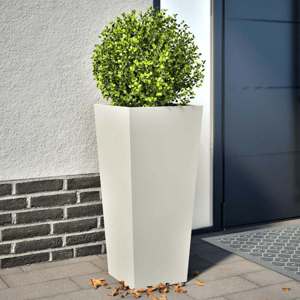 Weiße Pflanzkübel 2er Set Stahl 35x35x75cm