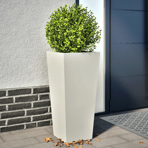 Weiße Pflanzkübel 2er Set Stahl 35x35x75cm