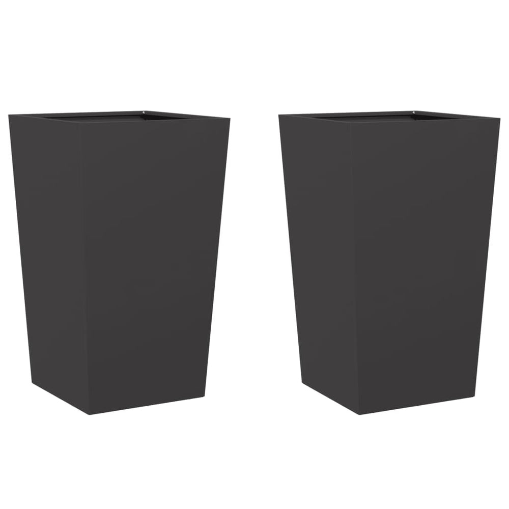 Pflanzkübel 2er Set Stahl 45x45x75cm Schwarz