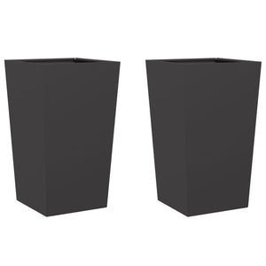 Pflanzkübel 2er Set Stahl 45x45x75cm Schwarz