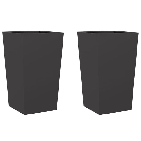 Pflanzkübel 2er Set Stahl 45x45x75cm Schwarz