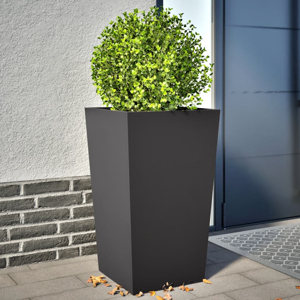 Pflanzkübel 2er Set Stahl 45x45x75cm Schwarz