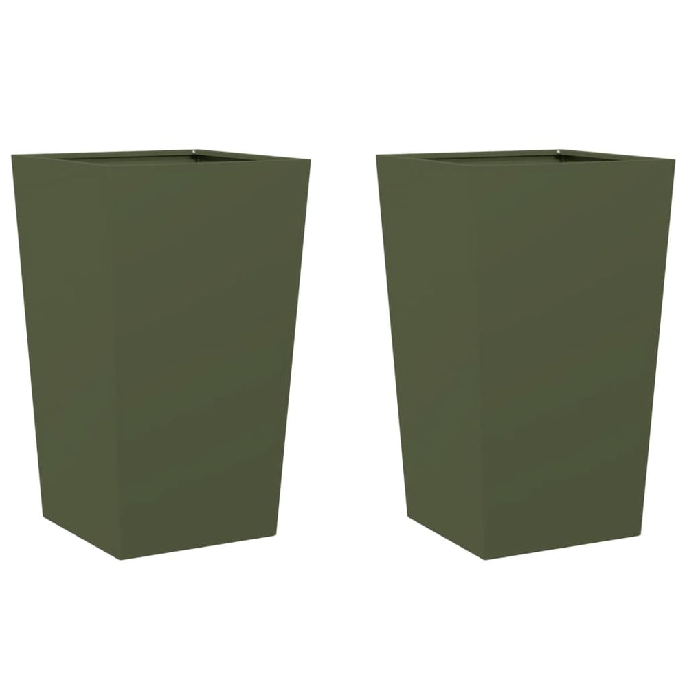 Pflanzkübel 2er Set Olivgrün 45x75cm Stahl