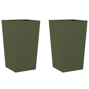 Pflanzkübel 2er Set Olivgrün 45x75cm Stahl