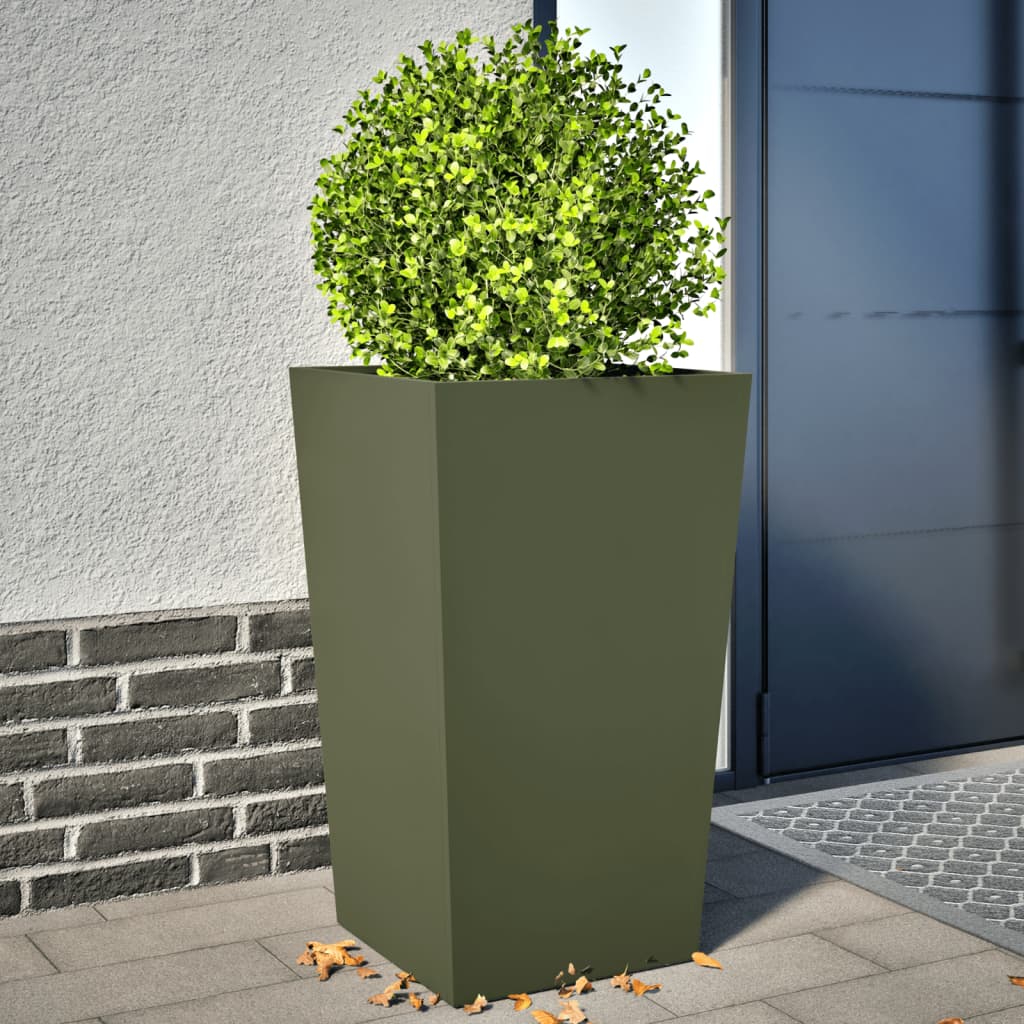 Pflanzkübel 2er Set Olivgrün 45x75cm Stahl